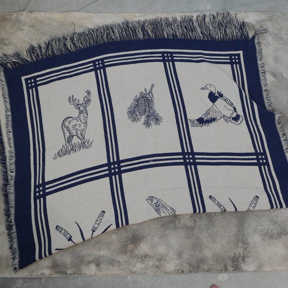 Vintage Bedding Vintage Field Country Blanket Afghan Throw Cotton